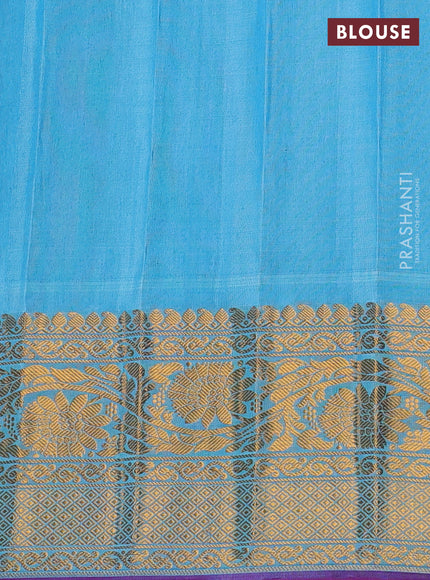 Peach & Teal Blue Pure Gadwal Silk - Buttas