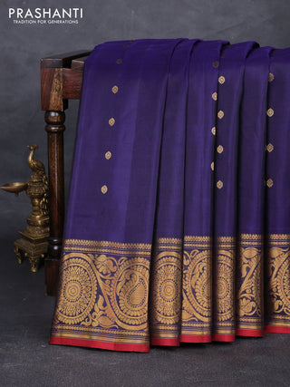 Navy Blue Pure Gadwal Silk - Buttas