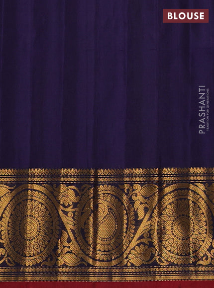 Navy Blue Pure Gadwal Silk - Buttas