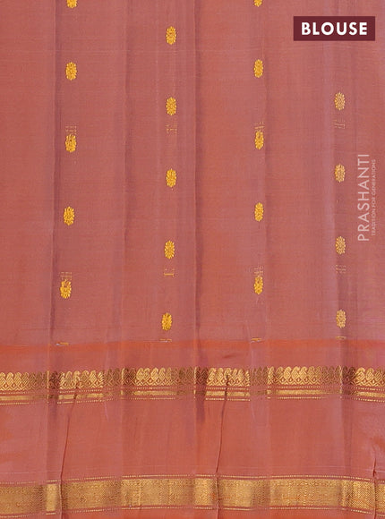 Pastel Blue & Peach Pure Gadwal Silk - Buttas