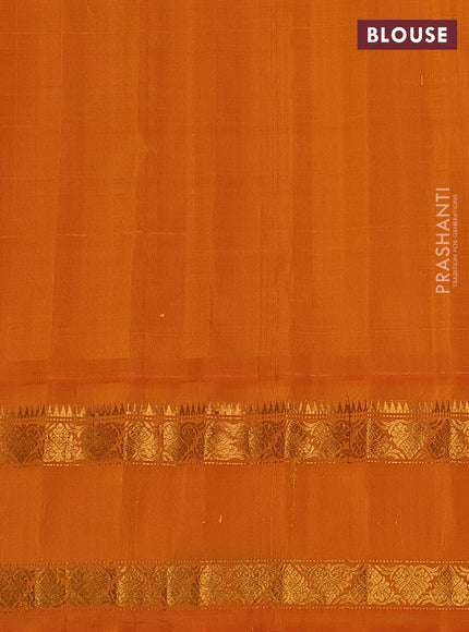 Beige & Orange Pure Gadwal Silk - Checks