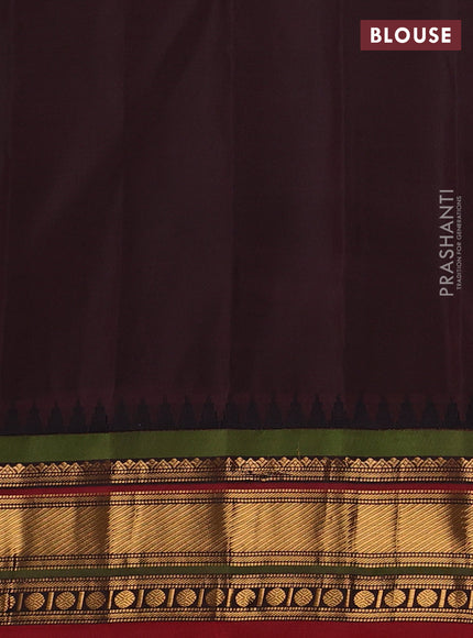 Beige & Coffee Brown Pure Gadwal Silk - Buttas