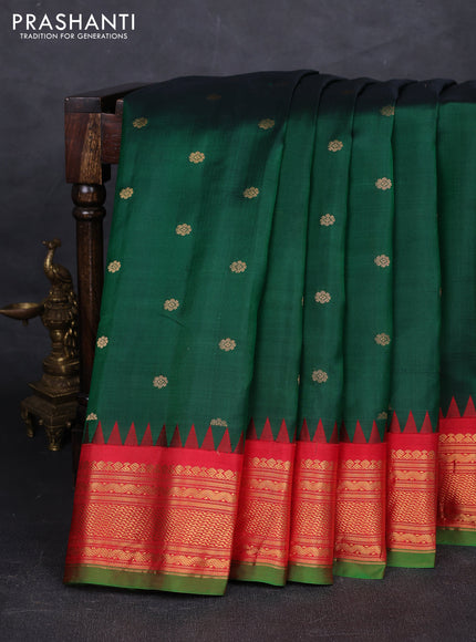 Green & Red Pure Gadwal Silk - Buttas