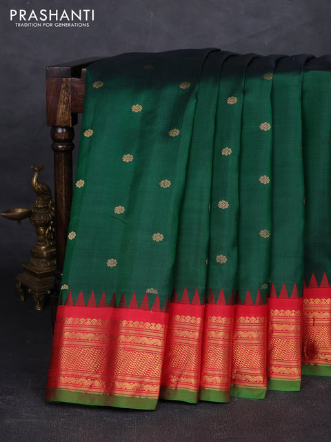 Green & Red Pure Gadwal Silk - Buttas