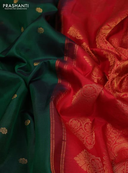 Green & Red Pure Gadwal Silk - Buttas