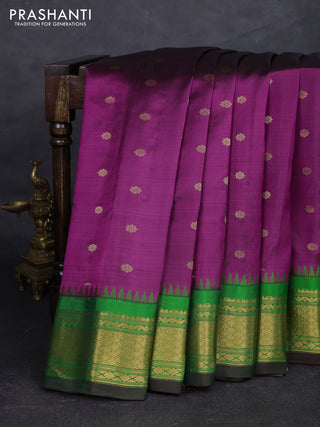 Purple & Green Pure Gadwal Silk - Buttas