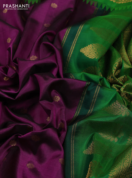 Purple & Green Pure Gadwal Silk - Buttas