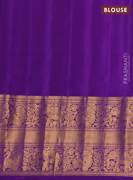 Lime Green & Purple Pure Gadwal Silk - Checks