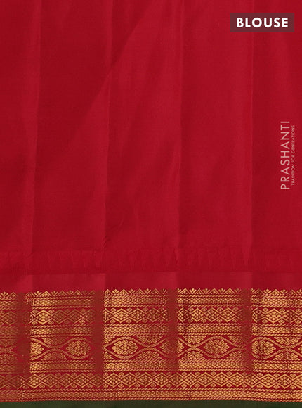 Mustard Yellow & Red Pure Gadwal Silk - Buttas