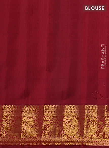 Peacock Blue & Maroon Pure Gadwal Silk - Checks