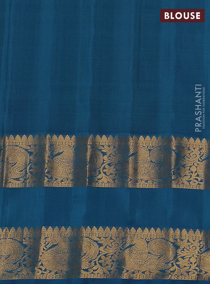 Pink & Peacock Blue Pure Gadwal Silk - Checks