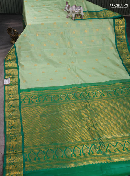 Pista Green & Green Pure Gadwal Silk - Checks
