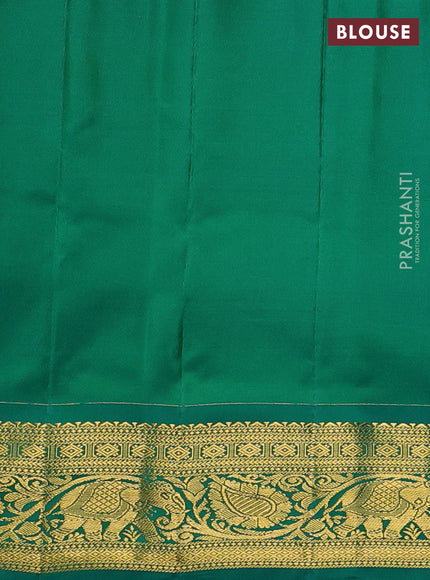 Pista Green & Green Pure Gadwal Silk - Checks