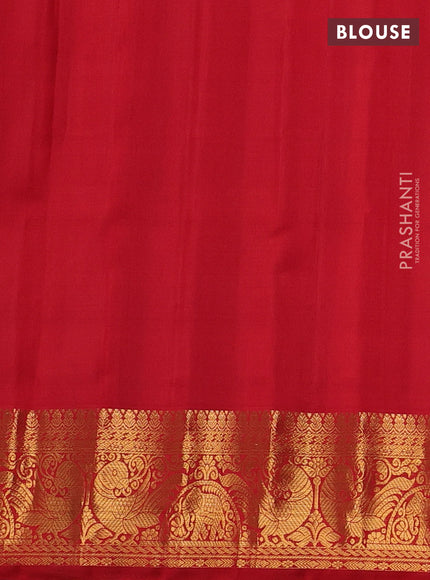 Cream & Red Pure Gadwal Silk - Checks