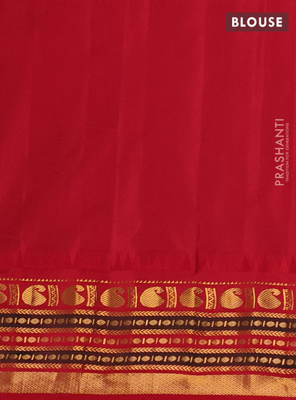 Teal Green & Red Pure Gadwal Silk - Buttas