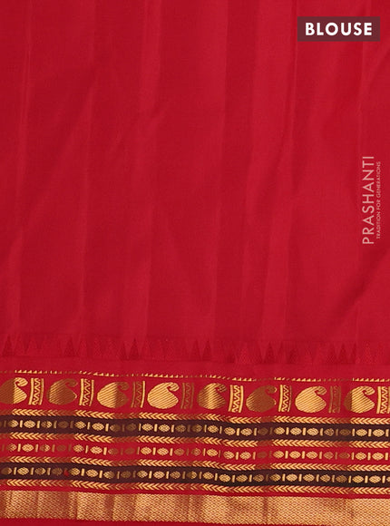 Peach Pink & Red Pure Gadwal Silk - Buttas