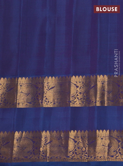 Orange & Peacock Blue Pure Gadwal Silk - Checks