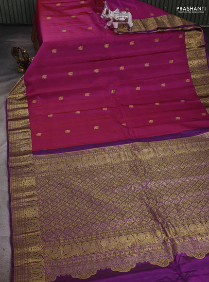 Magenta Pink & Purple Pure Gadwal Silk - Buttas