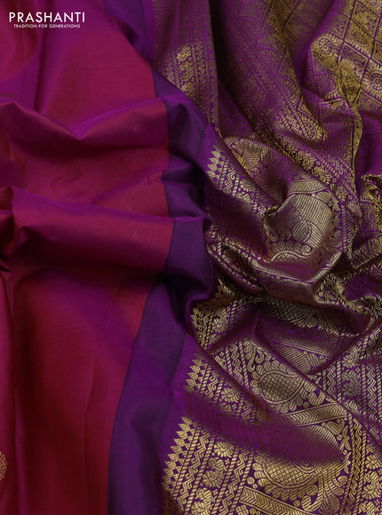 Magenta Pink & Purple Pure Gadwal Silk - Buttas