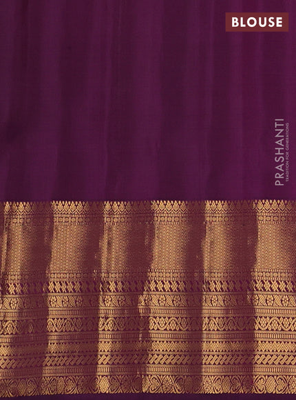 Mango Yellow & Purple Pure Gadwal Silk - Checks