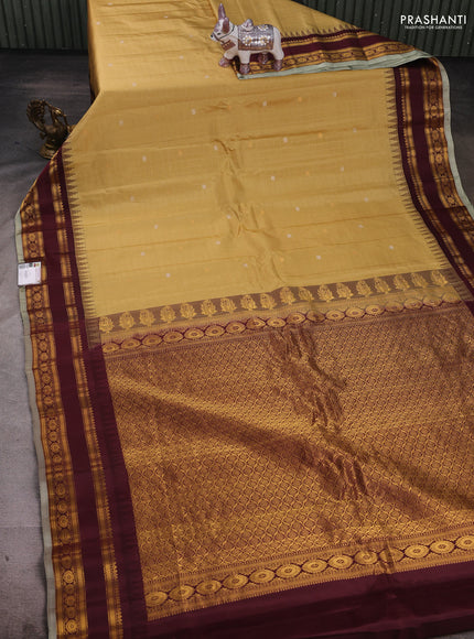 Pastel Green & Wine Pure Gadwal Silk - Checks
