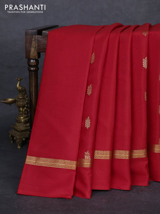 Red Pure Mysore Silk - Buttas
