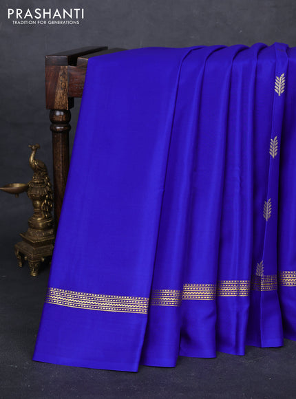 Royal Blue Pure Mysore Silk - Buttas