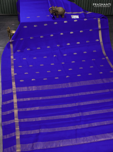 Royal Blue Pure Mysore Silk - Buttas