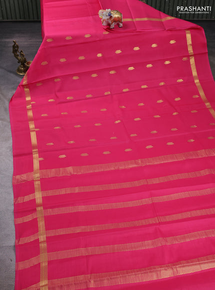 Pink Pure Mysore Silk - Buttas