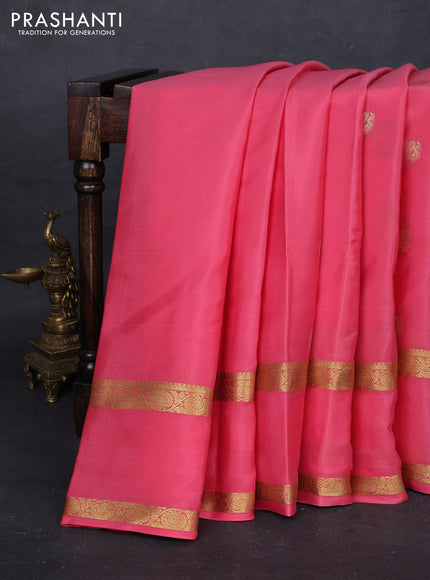 Peach Pink Pure Mysore Silk - Buttas