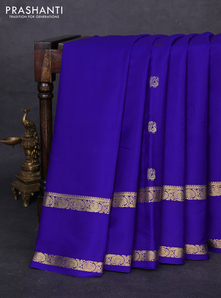 Royal Blue Pure Mysore Silk - Buttas