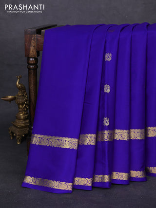 Royal Blue Pure Mysore Silk - Buttas