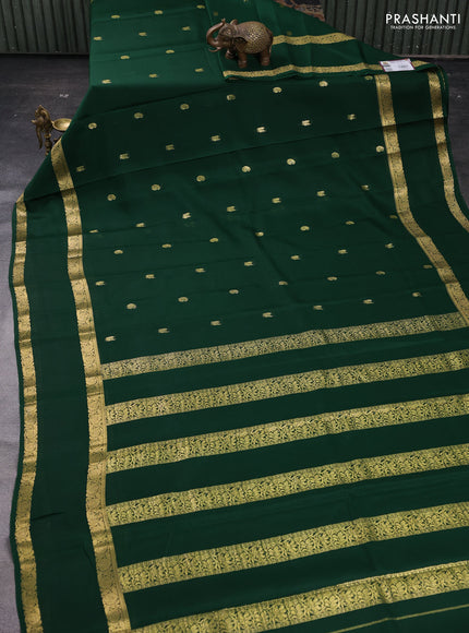Bottle Green Pure Mysore Silk - Buttas