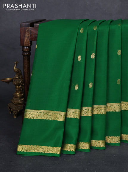Green Pure Mysore Silk - Buttas