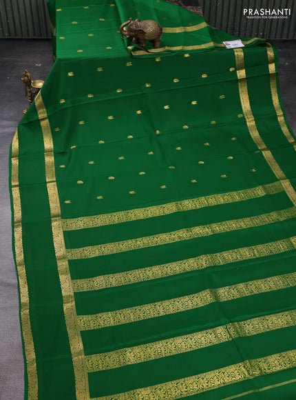 Green Pure Mysore Silk - Buttas