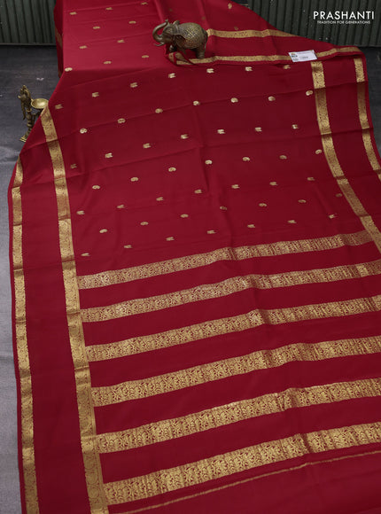 Red Pure Mysore Silk - Buttas