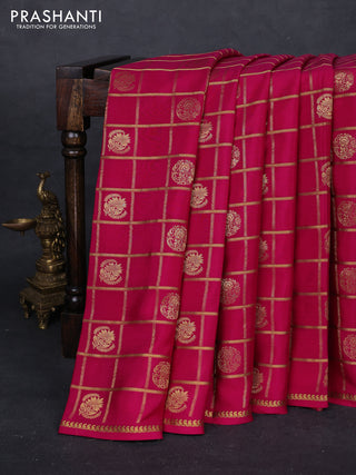 Pink Pure Mysore Silk - Checks