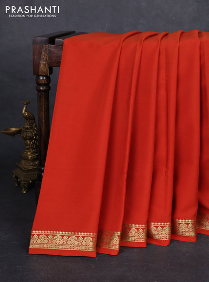 Rust Pure Mysore Silk Saree
