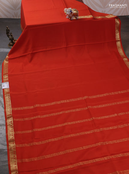 Rust Pure Mysore Silk Saree