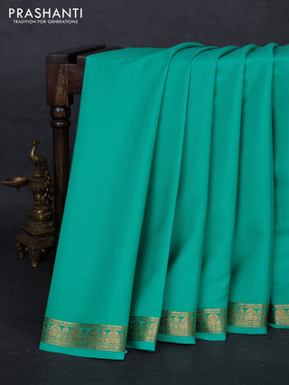 Teal Green Pure Mysore Silk Saree