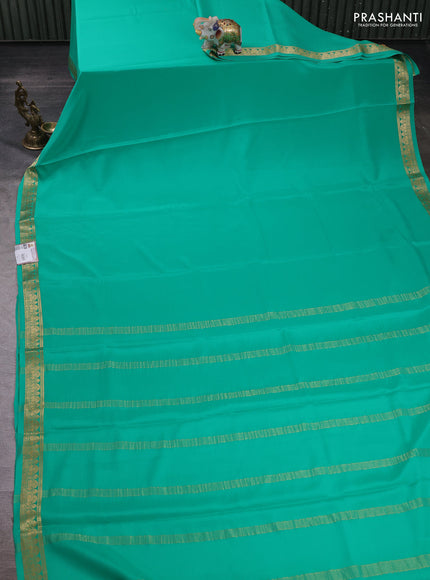 Teal Green Pure Mysore Silk Saree
