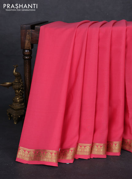 Peach Pink Pure Mysore Silk Saree