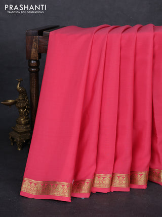 Peach Pink Pure Mysore Silk Saree