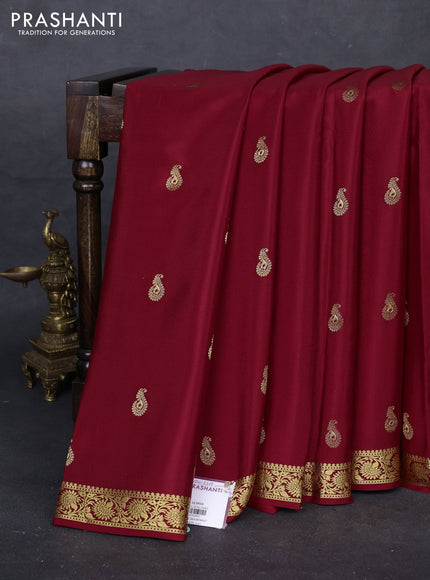 Maroon Pure Mysore Silk - Buttas