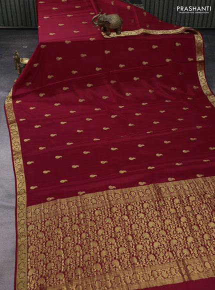 Maroon Pure Mysore Silk - Buttas