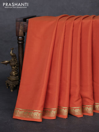 Rust Pure Mysore Silk Saree
