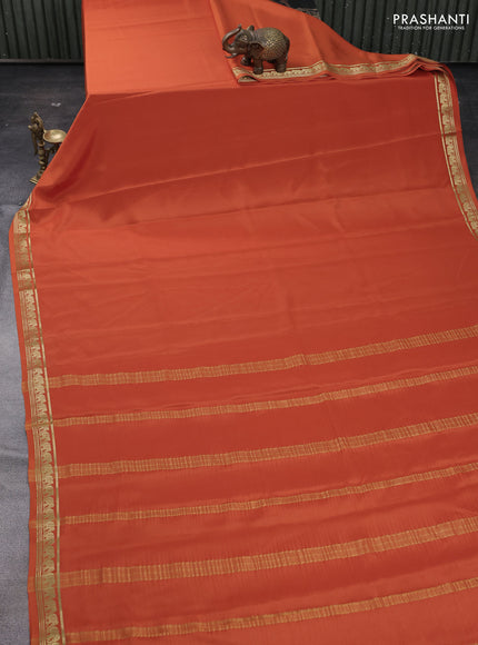 Rust Pure Mysore Silk Saree