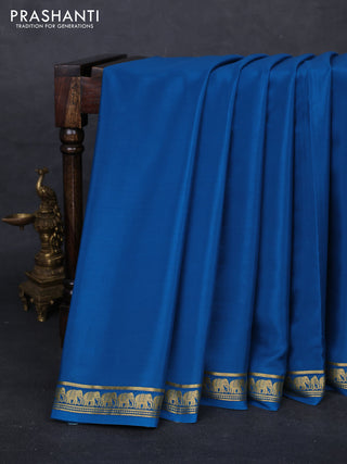 Peacock Blue Pure Mysore Silk Saree