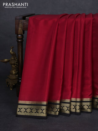Red & Black Pure Mysore Silk Saree