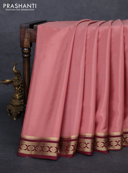 Peach & Wine Pure Mysore Silk Saree